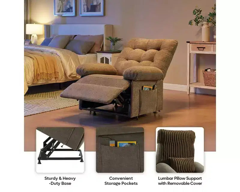 Power Lift Recliner Chair for Elderly,Adjustable Angle Electric Recliner With Triple Motor,Side Pocket&Soft Recliner for Living Room & Bedroom