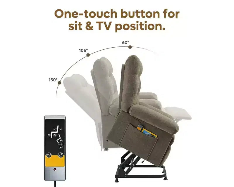 Power Lift Recliner Chair for Elderly,Adjustable Angle Electric Recliner With Triple Motor,Side Pocket&Soft Recliner for Living Room & Bedroom