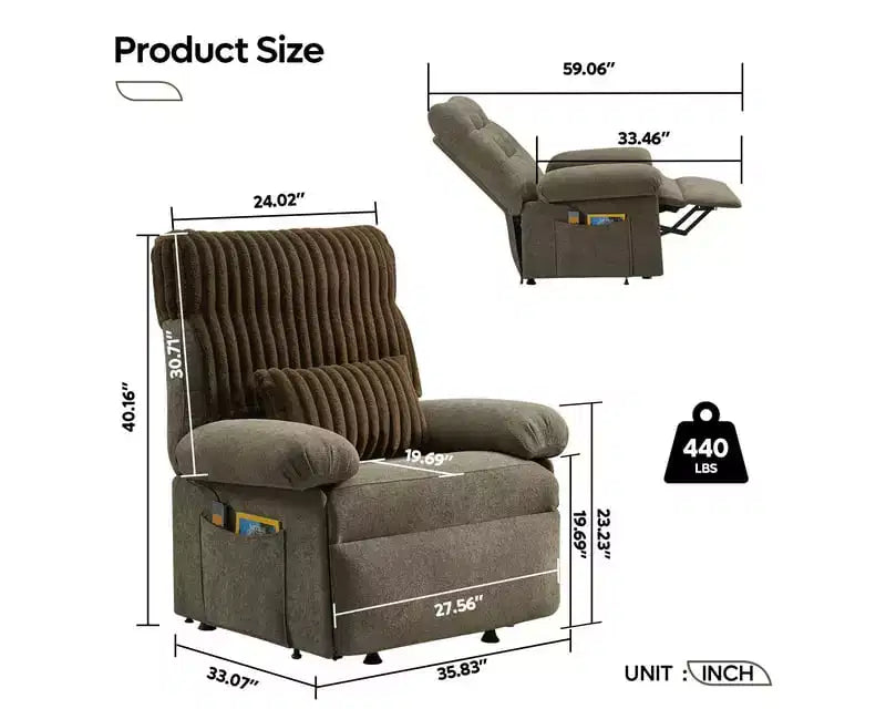 Power Lift Recliner Chair for Elderly,Adjustable Angle Electric Recliner With Triple Motor,Side Pocket&Soft Recliner for Living Room & Bedroom