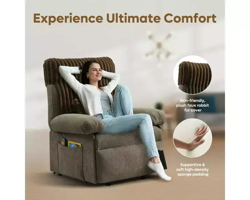 Power Lift Recliner Chair for Elderly,Adjustable Angle Electric Recliner With Triple Motor,Side Pocket&Soft Recliner for Living Room & Bedroom