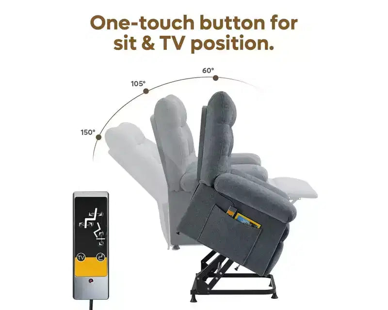 Power Lift Recliner Chair for Elderly,Adjustable Angle Electric Recliner With Triple Motor,Side Pocket&Soft Recliner for Living Room & Bedroom