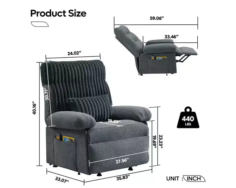 Power Lift Recliner Chair for Elderly,Adjustable Angle Electric Recliner With Triple Motor,Side Pocket&Soft Recliner for Living Room & Bedroom