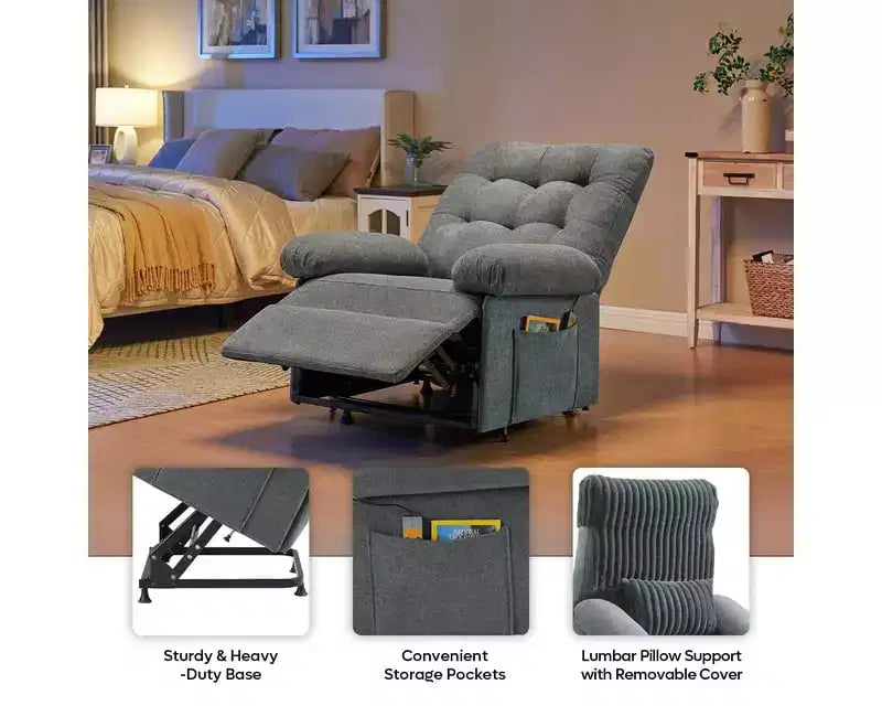 Power Lift Recliner Chair for Elderly,Adjustable Angle Electric Recliner With Triple Motor,Side Pocket&Soft Recliner for Living Room & Bedroom