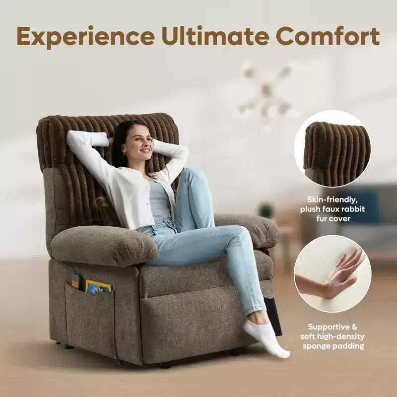 Power Lift Recliner Chair for Elderly,Adjustable Angle Electric Recliner With Triple Motor,Side Pocket&Soft Recliner for Living Room & Bedroom