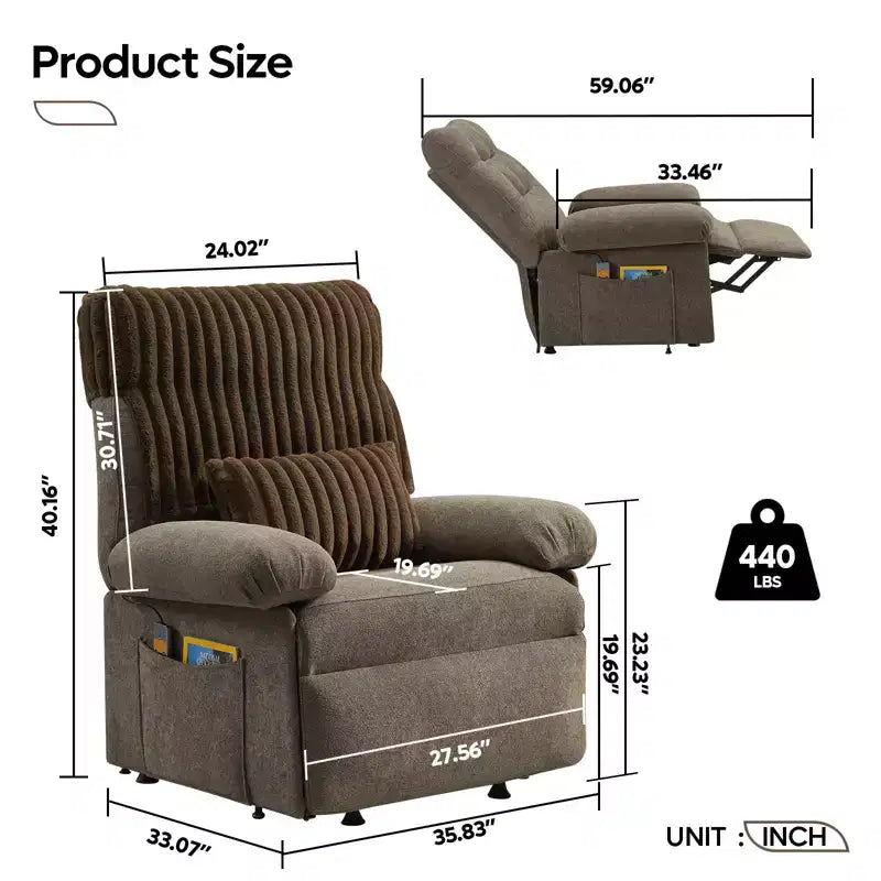 Power Lift Recliner Chair for Elderly,Adjustable Angle Electric Recliner With Triple Motor,Side Pocket&Soft Recliner for Living Room & Bedroom