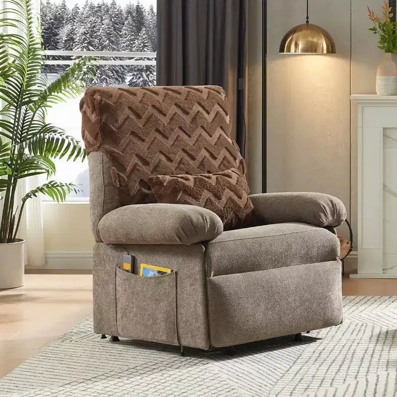 Power Lift Recliner Chair for Elderly,Adjustable Angle Electric Recliner With Triple Motor,Side Pocket&Soft Recliner for Living Room & Bedroom