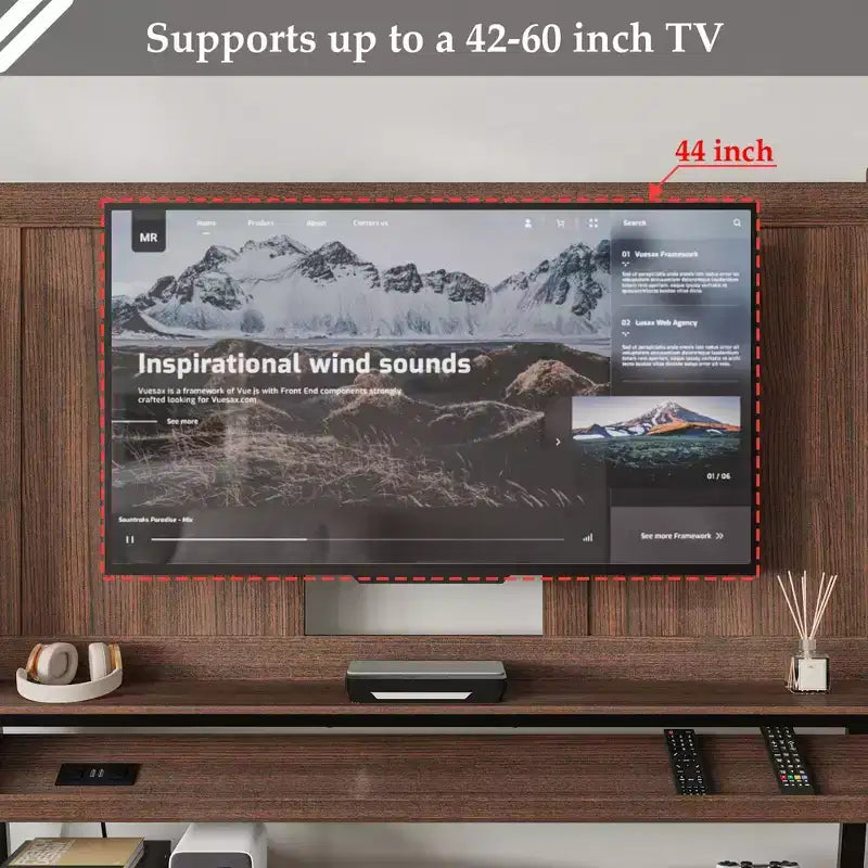 Modern Mobile TV Stand with Integrated Power Outlets - Supports 42 - 60 Inch TVs, Stylish Design for Home Entertainment Spaces