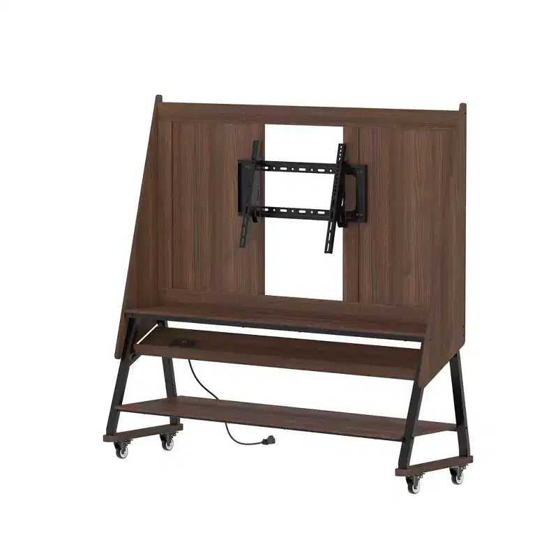 Modern Mobile TV Stand with Integrated Power Outlets - Supports 42 - 60 Inch TVs, Stylish Design for Home Entertainment Spaces