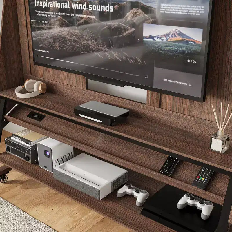 Modern Mobile TV Stand with Integrated Power Outlets - Supports 42 - 60 Inch TVs, Stylish Design for Home Entertainment Spaces