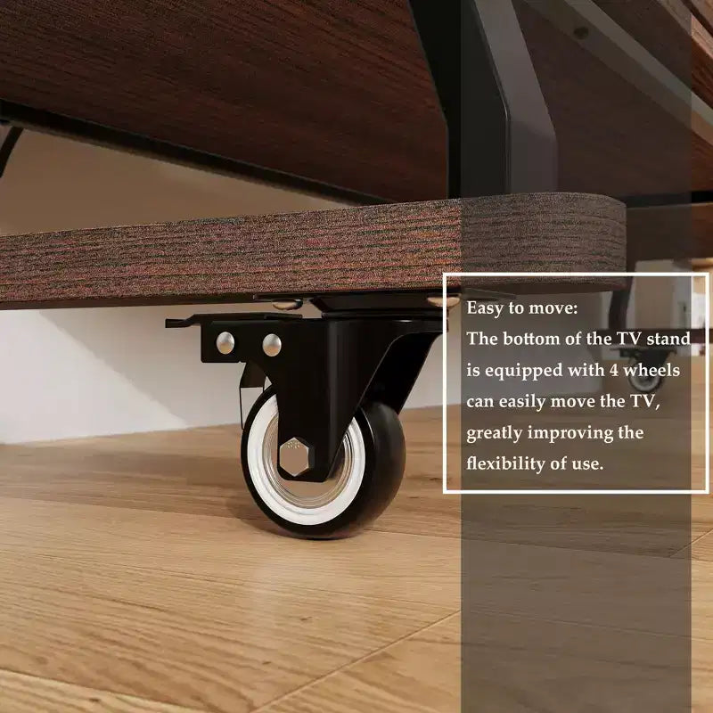 Modern Mobile TV Stand with Integrated Power Outlets - Supports 42 - 60 Inch TVs, Stylish Design for Home Entertainment Spaces