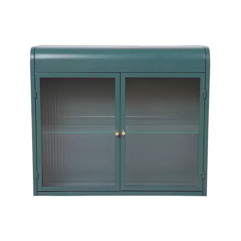 Army Green 2-Door Wall-Mounted Metal Cabinet  Tempered Glass Shelves | Multi-Room | Bath, Kitchen, Office