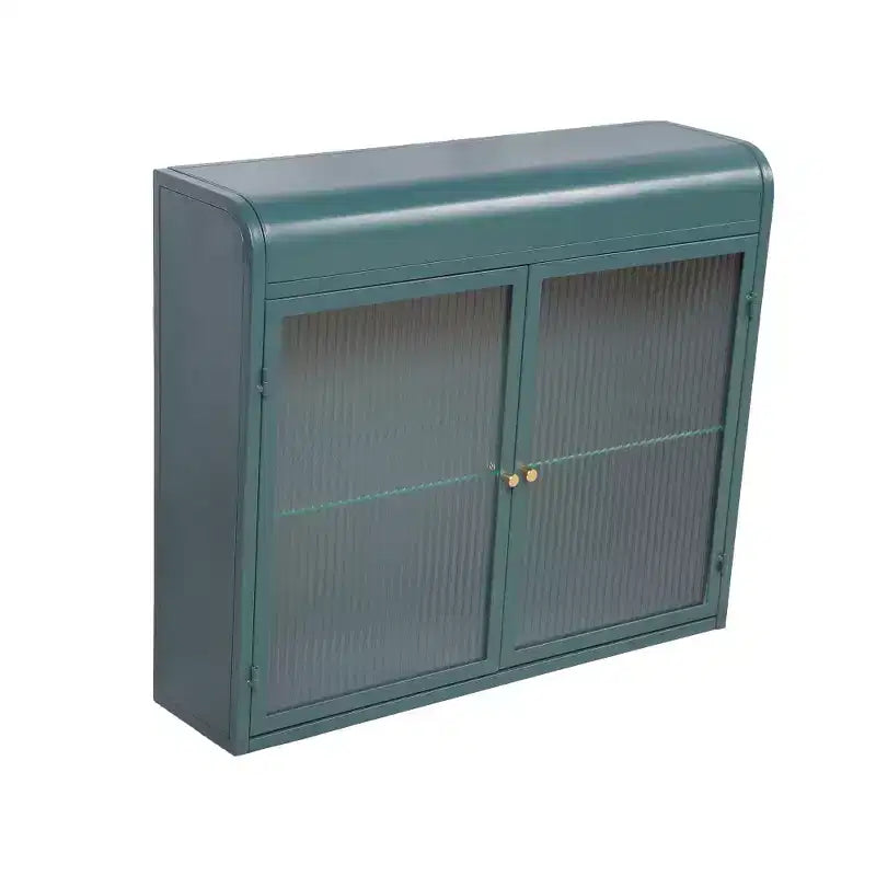 Army Green 2-Door Wall-Mounted Metal Cabinet  Tempered Glass Shelves | Multi-Room | Bath, Kitchen, Office