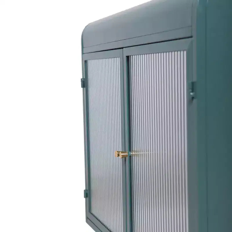 Army Green 2-Door Wall-Mounted Metal Cabinet  Tempered Glass Shelves | Multi-Room | Bath, Kitchen, Office