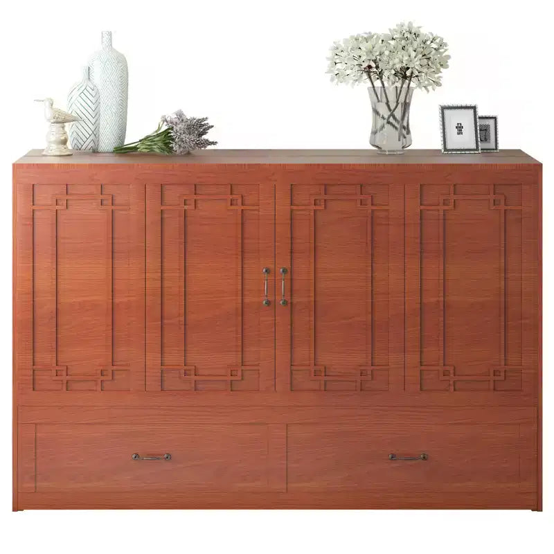 Queen Murphy Bed with Mattress,Foldable Space-Saving Cube Cabinet Bed