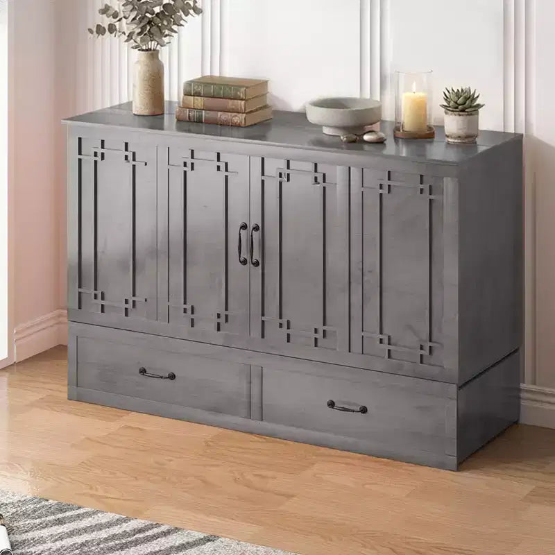 Queen Murphy Bed with Mattress,Foldable Space-Saving Cube Cabinet Bed