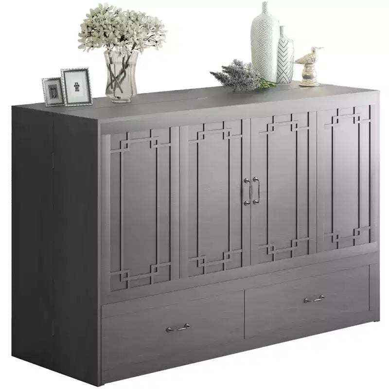 Queen Murphy Bed with Mattress,Foldable Space-Saving Cube Cabinet Bed