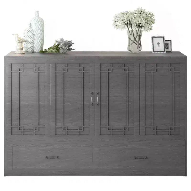 Queen Murphy Bed with Mattress,Foldable Space-Saving Cube Cabinet Bed