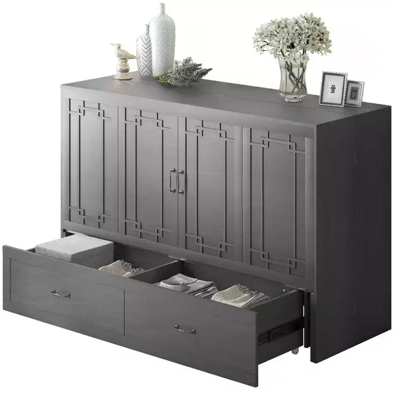 Queen Murphy Bed with Mattress,Foldable Space-Saving Cube Cabinet Bed