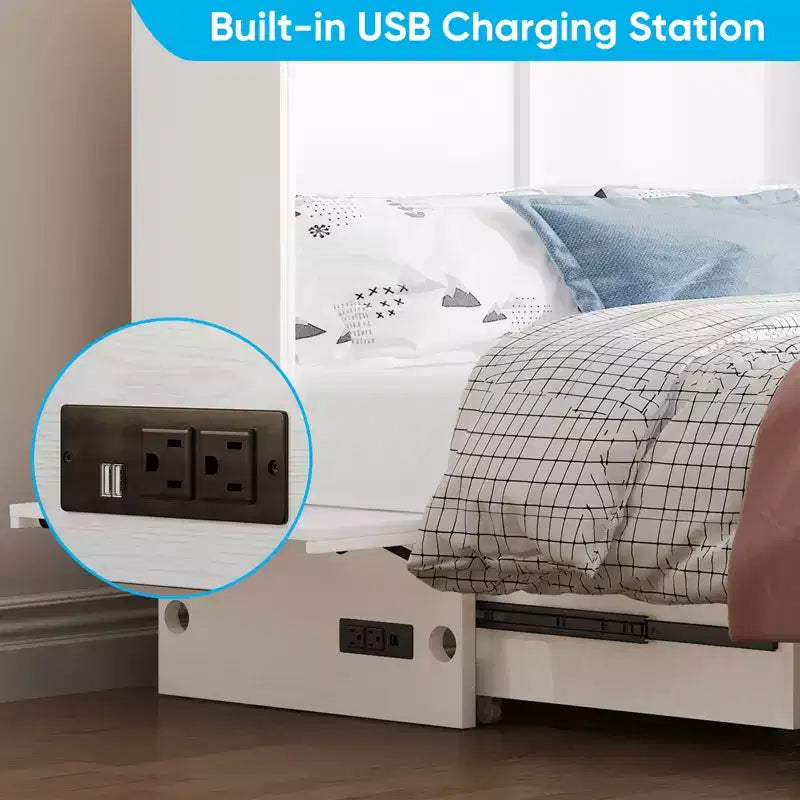 Queen Murphy Bed with Mattress,Foldable Space-Saving Cube Cabinet Bed