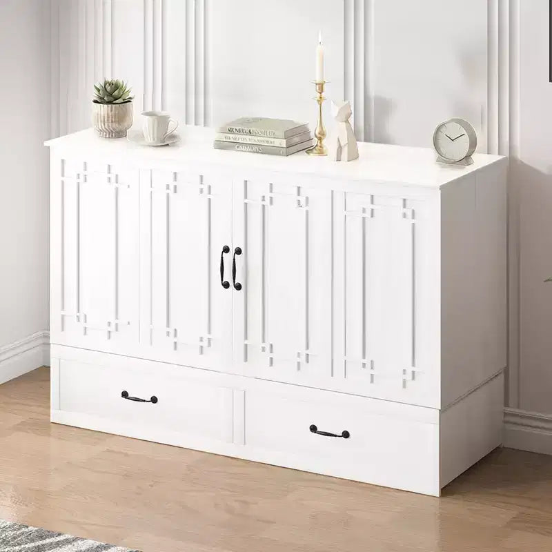 Queen Murphy Bed with Mattress,Foldable Space-Saving Cube Cabinet Bed