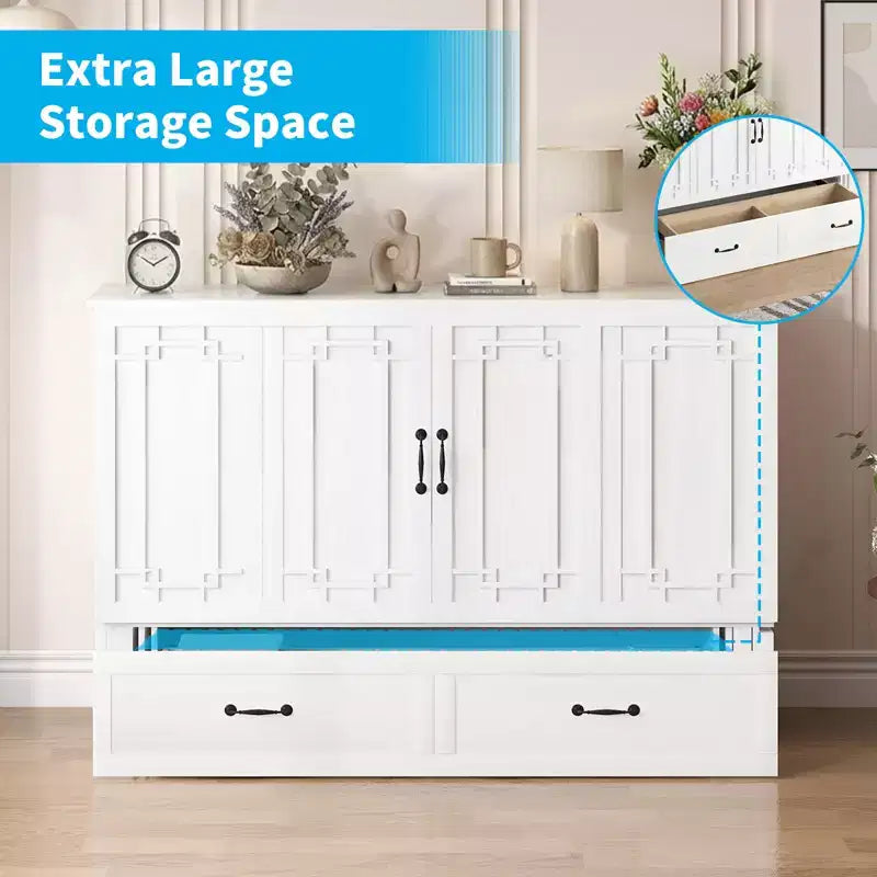 Queen Murphy Bed with Mattress,Foldable Space-Saving Cube Cabinet Bed