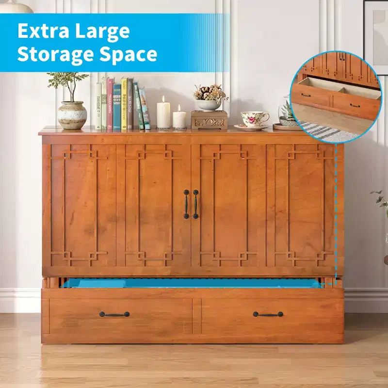 Queen Murphy Bed with Mattress,Foldable Space-Saving Cube Cabinet Bed