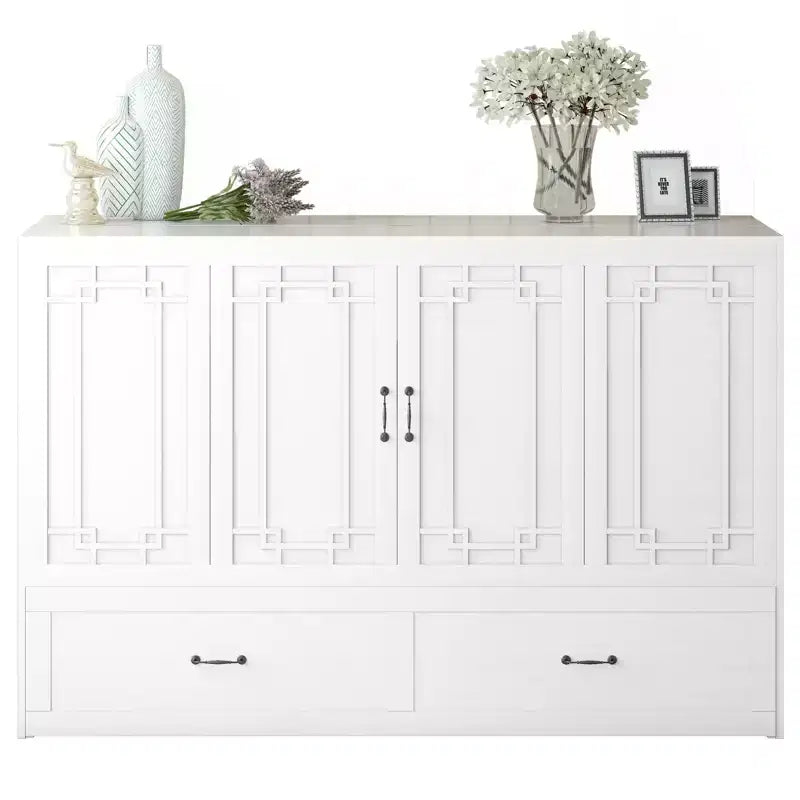 Queen Murphy Bed with Mattress,Foldable Space-Saving Cube Cabinet Bed