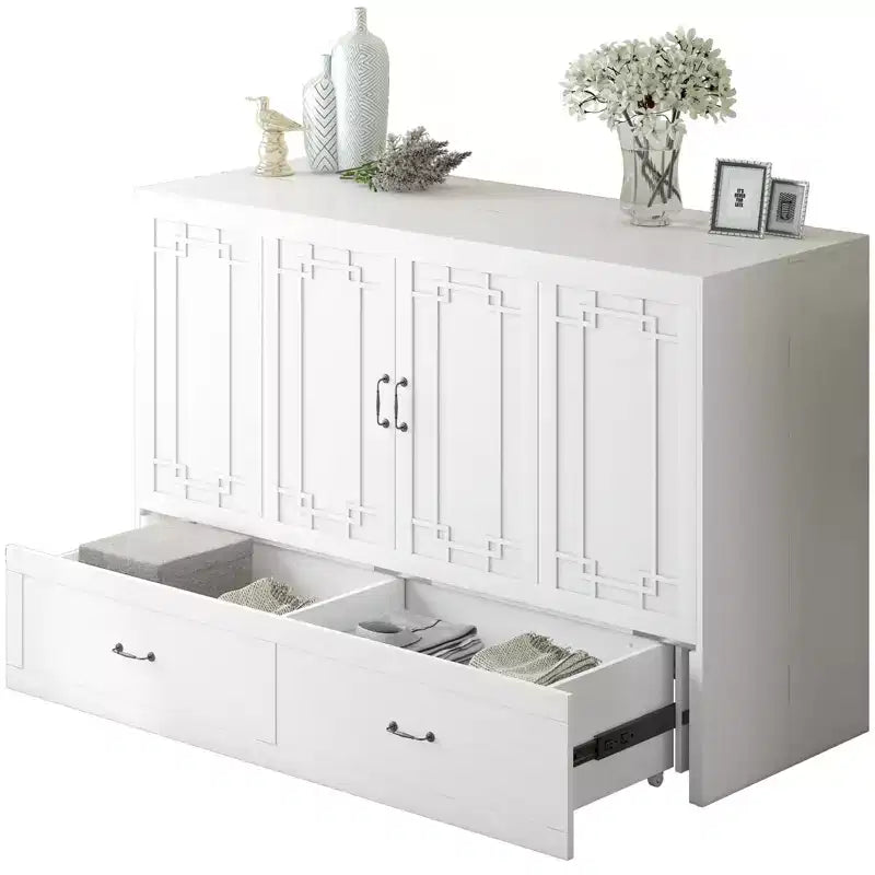 Queen Murphy Bed with Mattress,Foldable Space-Saving Cube Cabinet Bed