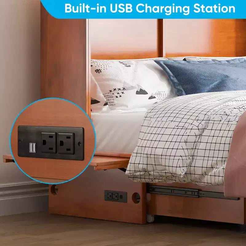 Queen Murphy Bed with Mattress,Foldable Space-Saving Cube Cabinet Bed