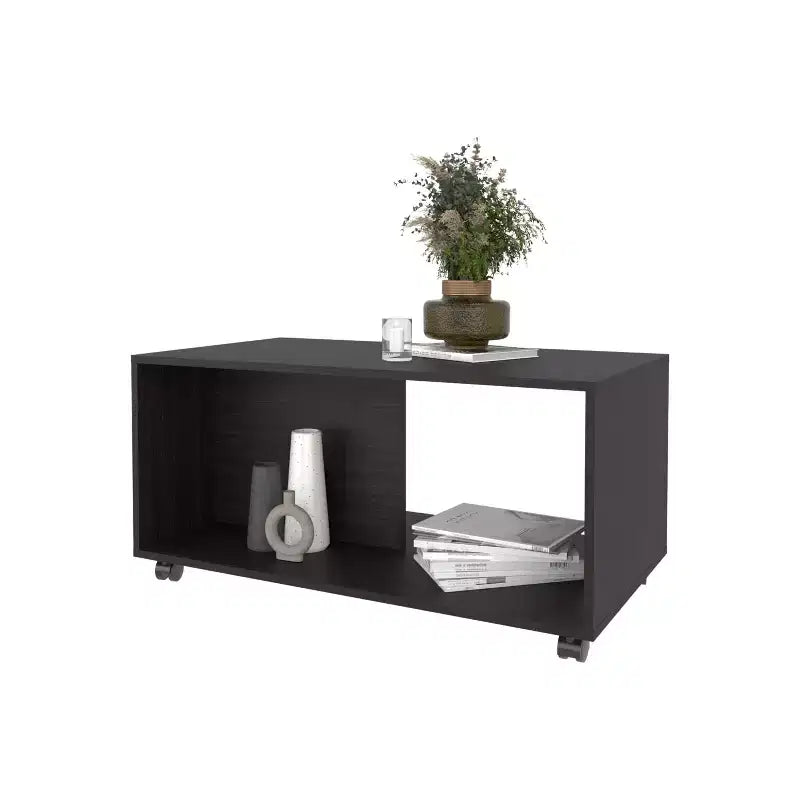 Rectangle Coffee Table with Spacious Open Shelf and Durable Material for Living Room/Office, Space-Saving