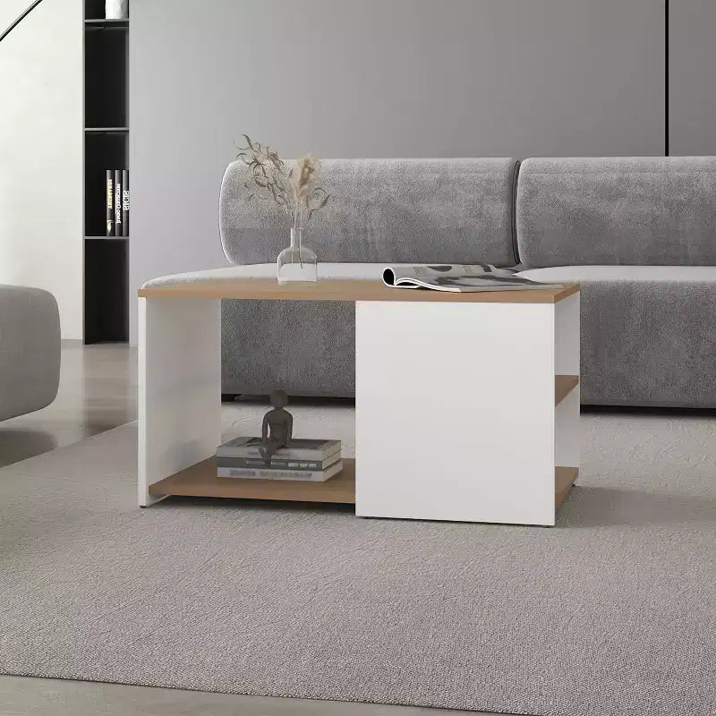 Rectangle Coffee Table with Spacious Open Shelf and Durable Material for Living Room/Office, Space-Saving