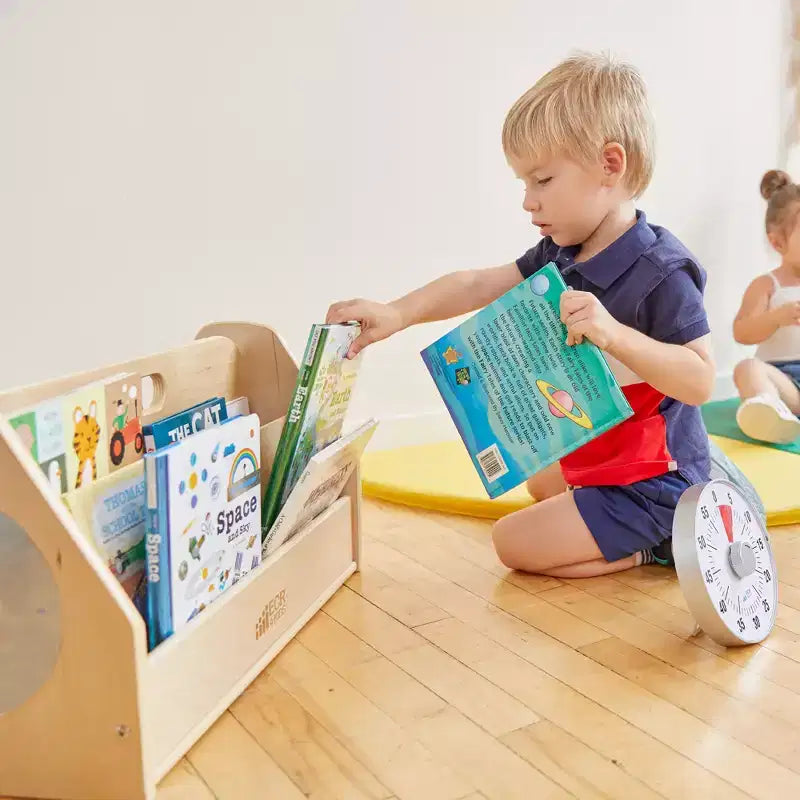 Double-Sided Book Caddy with Countdown Timer, Portable Library