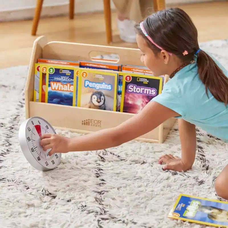 Double-Sided Book Caddy with Countdown Timer, Portable Library