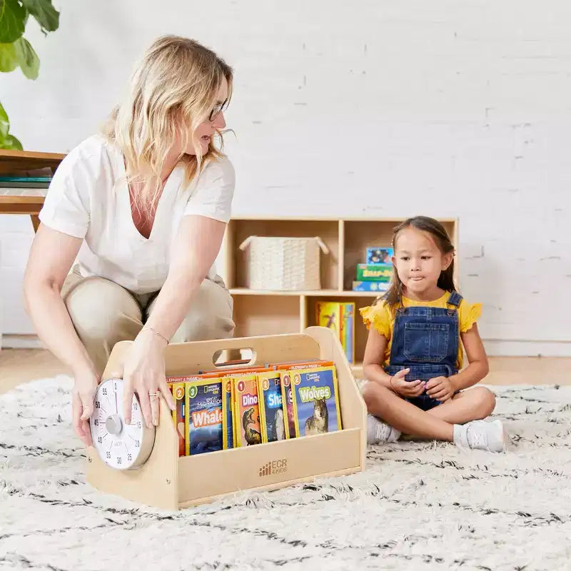 Double-Sided Book Caddy with Countdown Timer, Portable Library