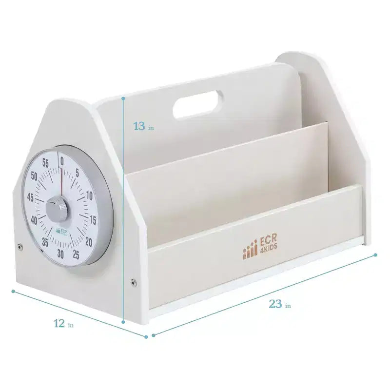 Double-Sided Book Caddy with Countdown Timer, Portable Library
