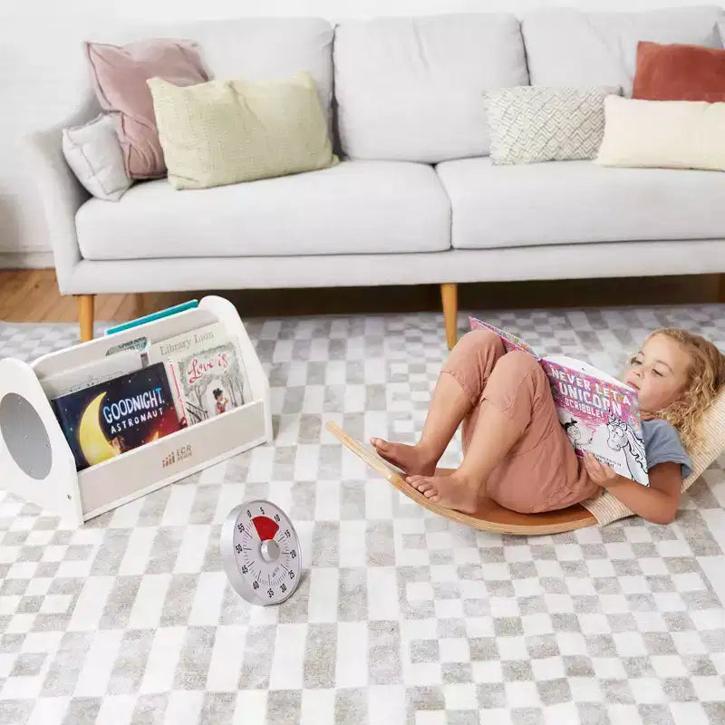 Double-Sided Book Caddy with Countdown Timer, Portable Library