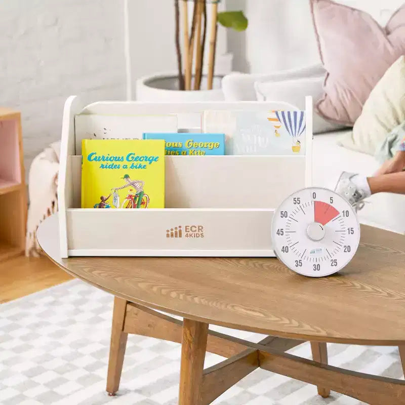 Double-Sided Book Caddy with Countdown Timer, Portable Library
