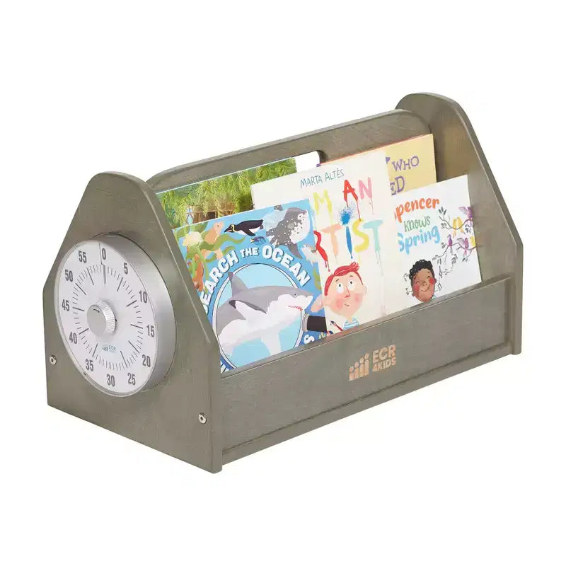 Double-Sided Book Caddy with Countdown Timer, Portable Library