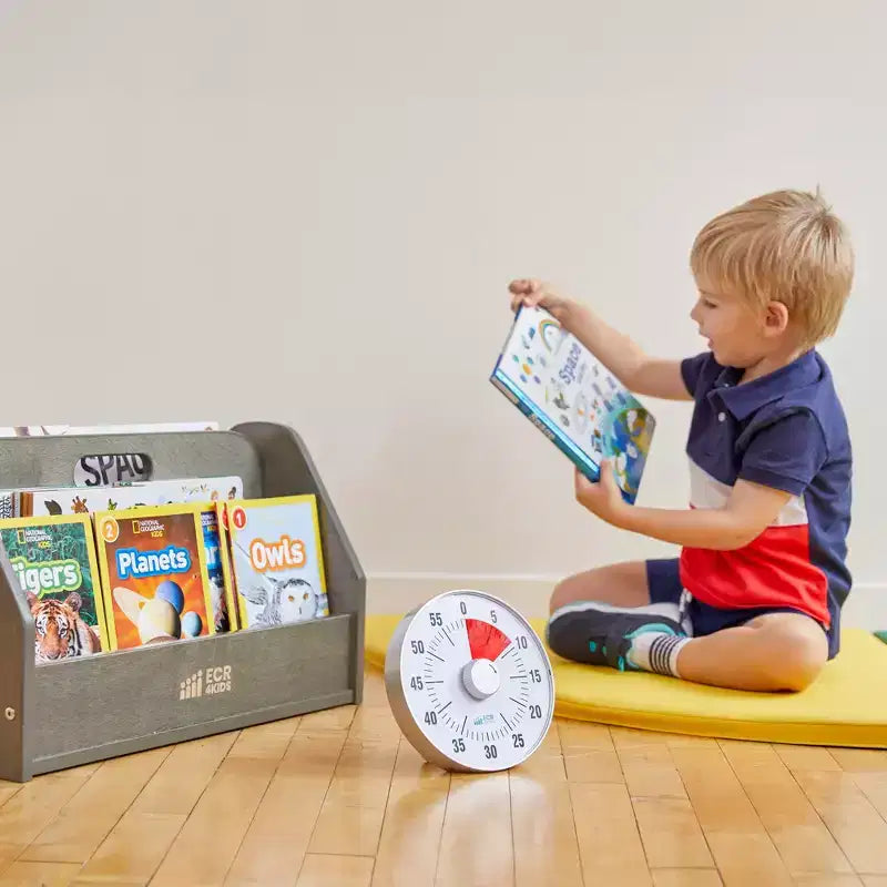 Double-Sided Book Caddy with Countdown Timer, Portable Library