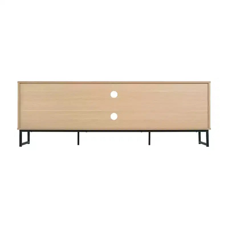 Mid-Century Modern 65 Inch TV Stand with 2 Rattan Soft Close Doors and Fixed Center Shelf, TV Stand for up to 70 TV's