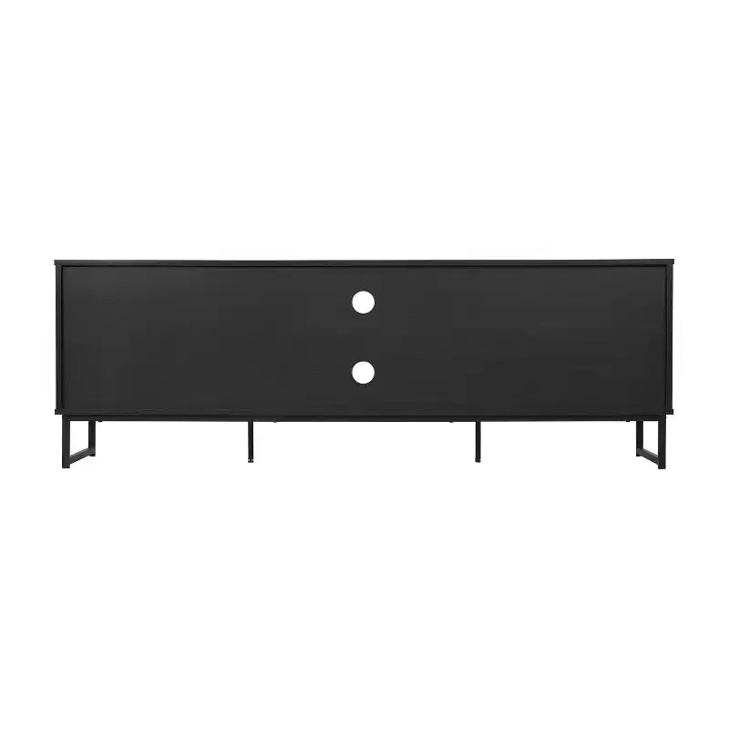 Mid-Century Modern 65 Inch TV Stand with 2 Rattan Soft Close Doors and Fixed Center Shelf, TV Stand for up to 70 TV's