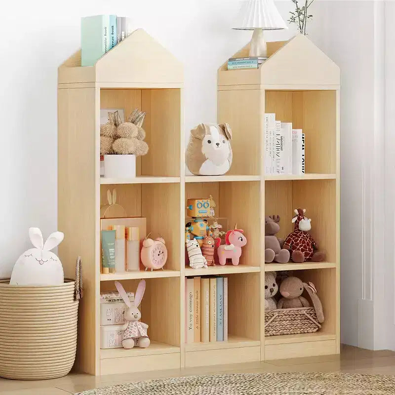 42.32 Wooden Kids Bookshelf & Toy Organizer - Natural Playhouse Storage Shelf for Playroom, Nursery & Kids Room
