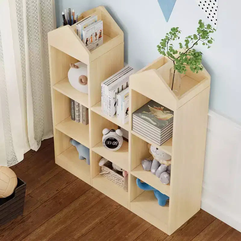 42.32 Wooden Kids Bookshelf & Toy Organizer - Natural Playhouse Storage Shelf for Playroom, Nursery & Kids Room