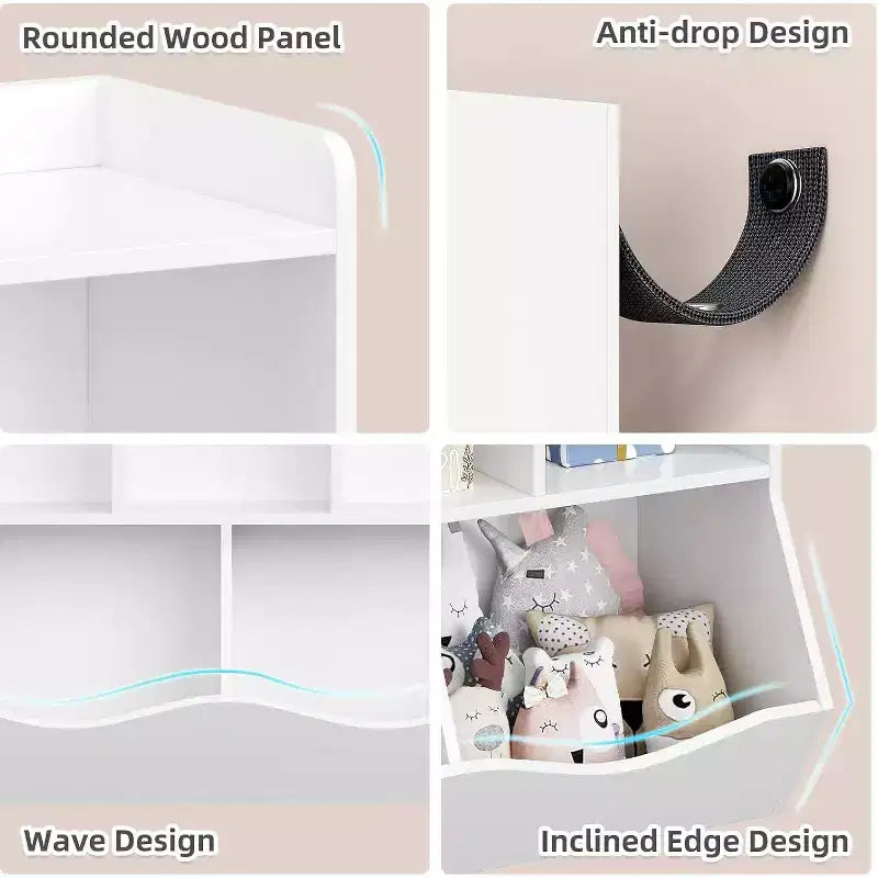 Toy Storage Organizer, Kids Bookshelf with Cubby Organizer Cabinet, Toy Organizer for Children Bedroom, Playroom, Nursery