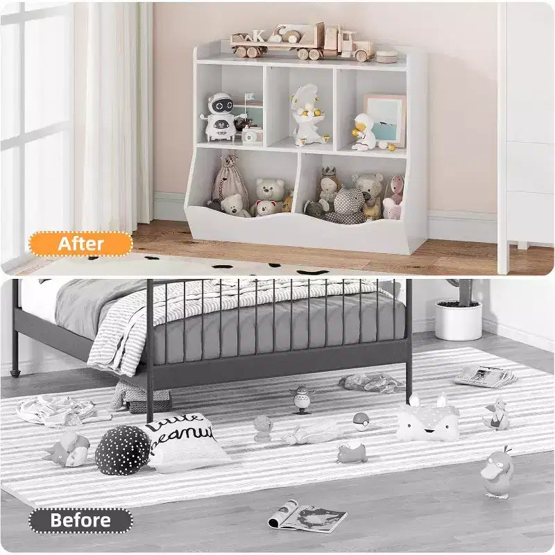 Toy Storage Organizer, Kids Bookshelf with Cubby Organizer Cabinet, Toy Organizer for Children Bedroom, Playroom, Nursery