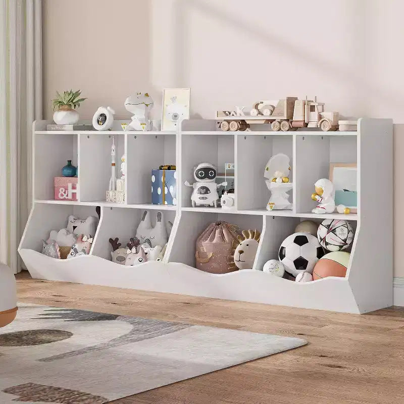 Toy Storage Organizer, Kids Bookshelf with Cubby Organizer Cabinet, Toy Organizer for Children Bedroom, Playroom, Nursery