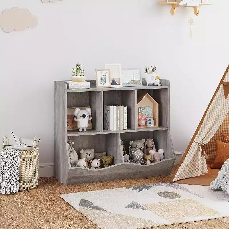 Toy Storage Organizer, Kids Bookshelf with Cubby Organizer Cabinet, Toy Organizer for Children Bedroom, Playroom, Nursery