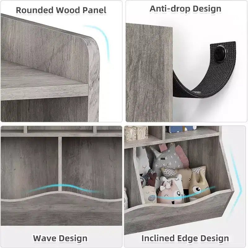 Toy Storage Organizer, Kids Bookshelf with Cubby Organizer Cabinet, Toy Organizer for Children Bedroom, Playroom, Nursery