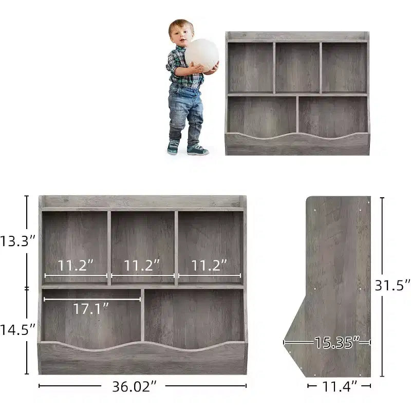 Toy Storage Organizer, Kids Bookshelf with Cubby Organizer Cabinet, Toy Organizer for Children Bedroom, Playroom, Nursery