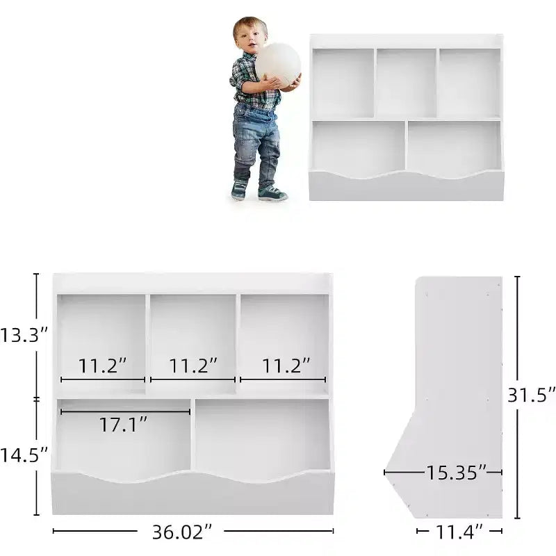 Toy Storage Organizer, Kids Bookshelf with Cubby Organizer Cabinet, Toy Organizer for Children Bedroom, Playroom, Nursery